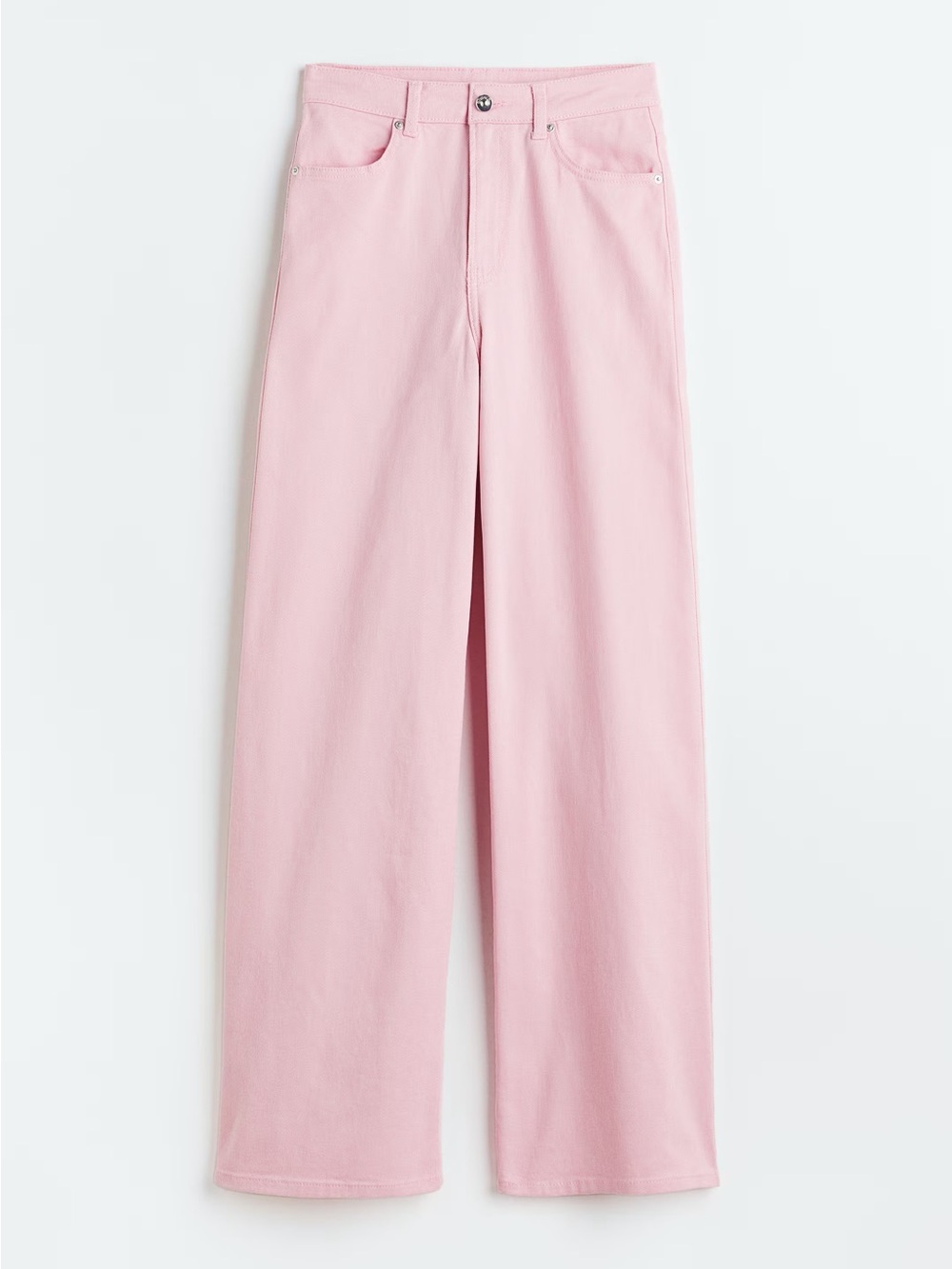 H&M High-Rise Wide Leg Twill Pink Denim Trousers